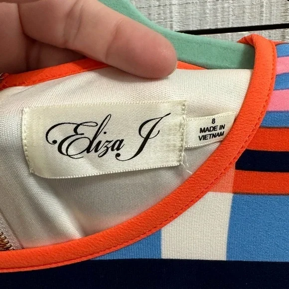 Eliza J Geometric Sheath Mini Dress sz 8 - Picture 7 of 8